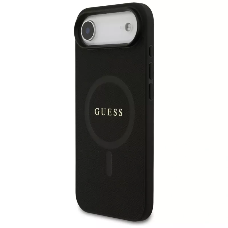 Guess Saffiano Classic Logo Funda MagSafe para iPhone Air, Negro