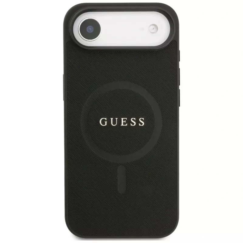 Guess Saffiano Classic Logo Funda MagSafe para iPhone Air, Negro