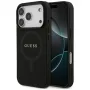 Guess Saffiano Classic Logo Funda MagSafe para iPhone 17 Pro, Negro