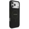 Guess Saffiano Classic Logo Funda MagSafe para iPhone 17 Pro Max, Negro