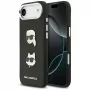 KARL LAGERFELD FW Grained Karl & Choupette Heads Pins & Logo Funda para iPhone Air, Negro
