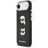 KARL LAGERFELD FW Grained Karl & Choupette Heads Pins & Logo Funda para iPhone Air, Negro