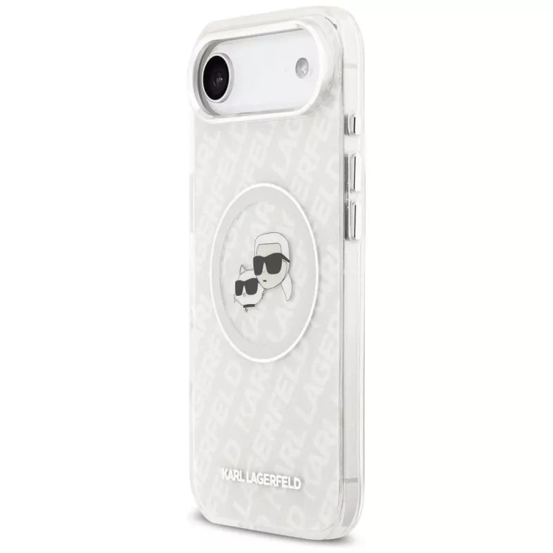 Karl Lagerfeld IML Glitter Karl & Choupette Heads Logo funda MagSafe para Apple iPhone Air - gris