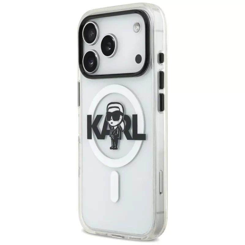 KARL LAGERFELD IML Karl Sketch Logo Funda MagSafe para iPhone 17 Pro, Transparente