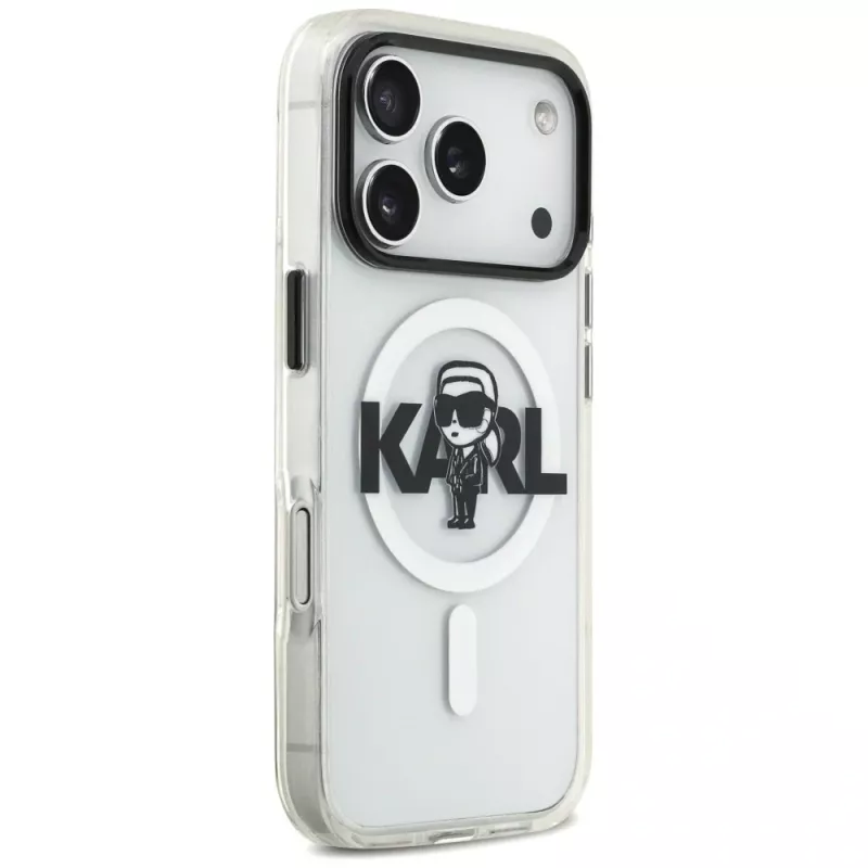 KARL LAGERFELD IML Karl Sketch Logo Funda MagSafe para iPhone 17 Pro, Transparente
