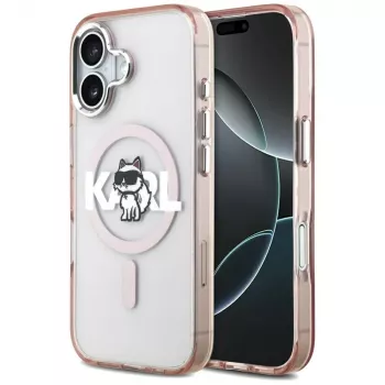 Karl Lagerfeld IML Choupette Sketch Logo funda MagSafe para iPhone 17, rosa