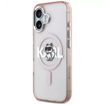 Karl Lagerfeld IML Choupette Sketch Logo funda MagSafe para iPhone 17, rosa