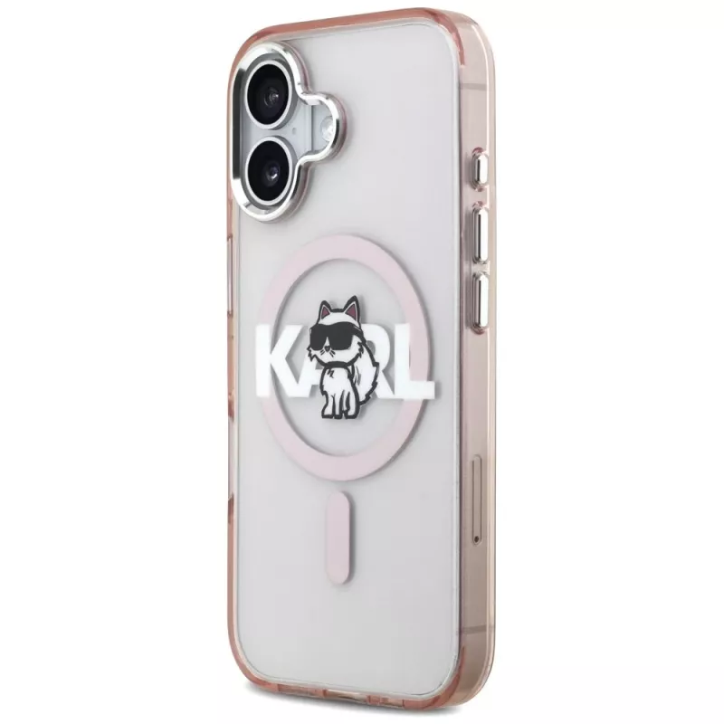 Karl Lagerfeld IML Choupette Sketch Logo funda MagSafe para iPhone 17, rosa
