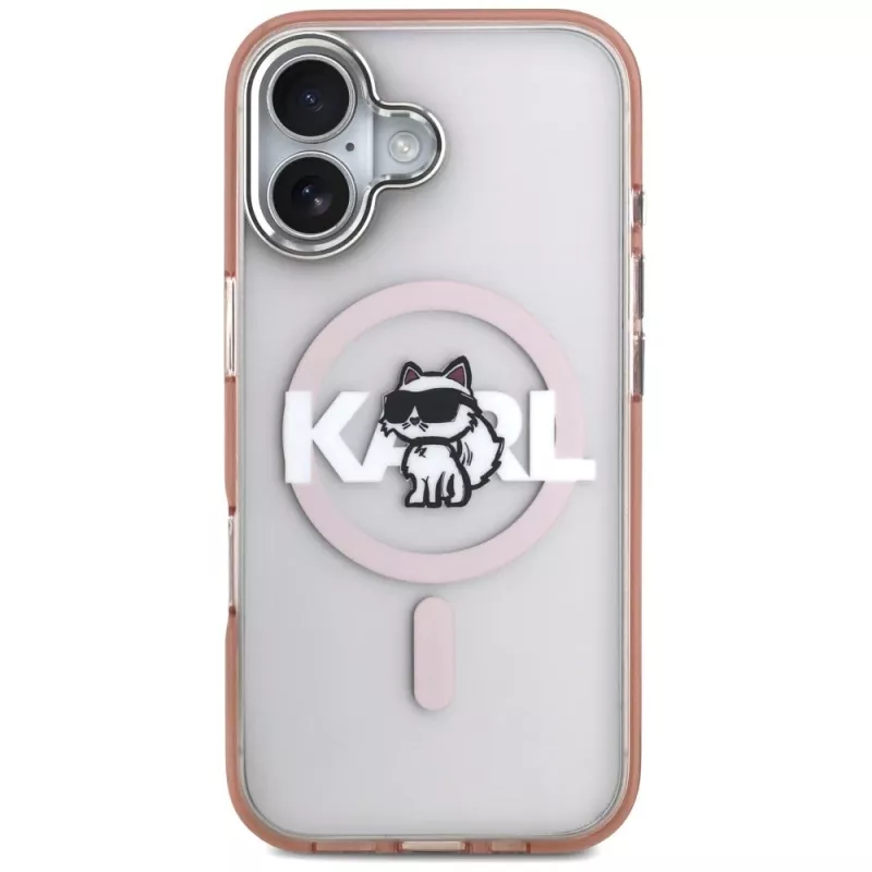 Karl Lagerfeld IML Choupette Sketch Logo funda MagSafe para iPhone 17, rosa