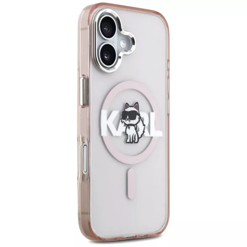 Karl Lagerfeld IML Choupette Sketch Logo funda MagSafe para iPhone 17, rosa