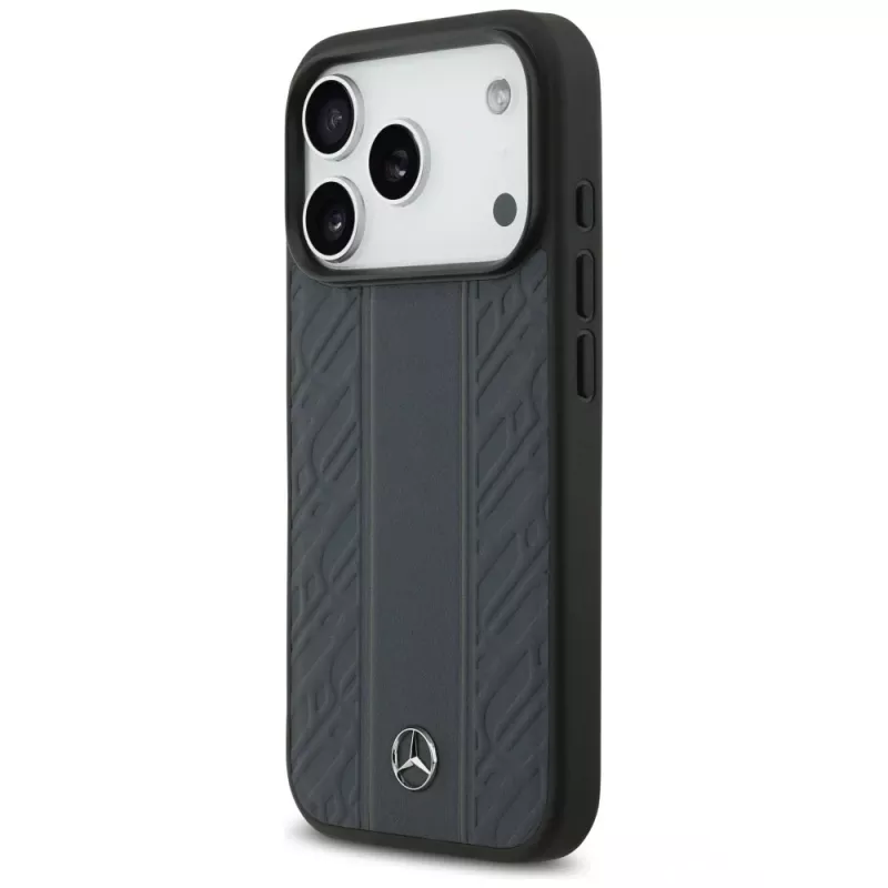 Mercedes funda de piel Laurel Leaves Stripes MagSafe para iPhone 17 Pro azul