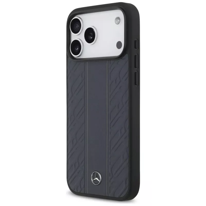 Mercedes funda de piel Laurel Leaves Stripes MagSafe para iPhone 17 Pro Max azul