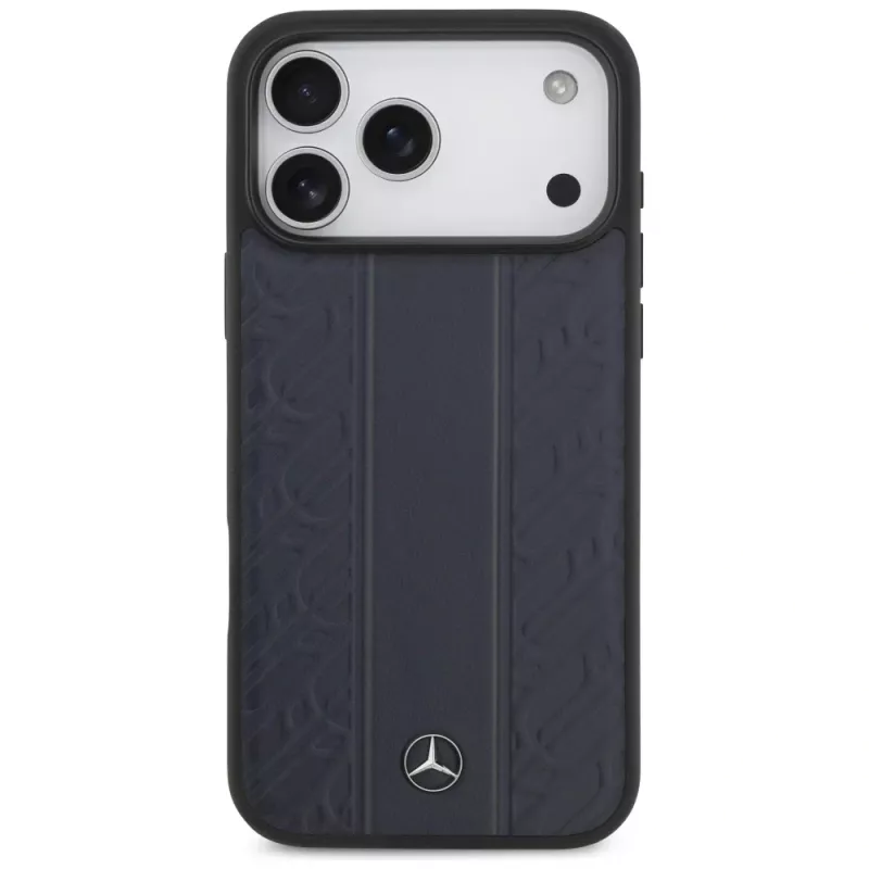 Mercedes funda de piel Laurel Leaves Stripes MagSafe para iPhone 17 Pro Max azul