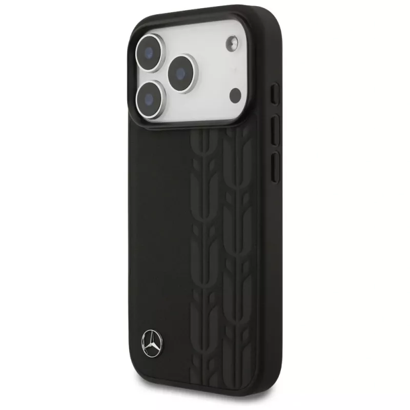 Mercedes funda de piel Laurel Leaves MagSafe para iPhone 17 Pro negro