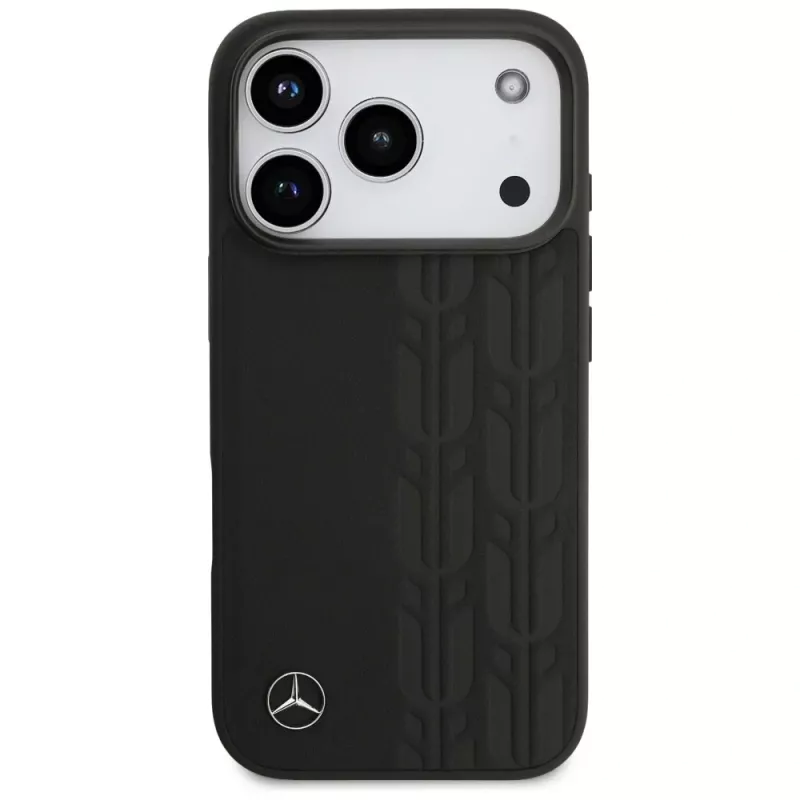 Mercedes funda de piel Laurel Leaves MagSafe para iPhone 17 Pro negro