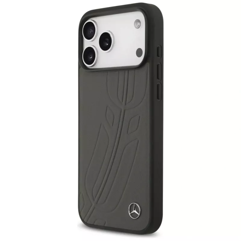 Mercedes funda de piel Large Laurel Leave MagSafe para iPhone 17 Pro Max antracita