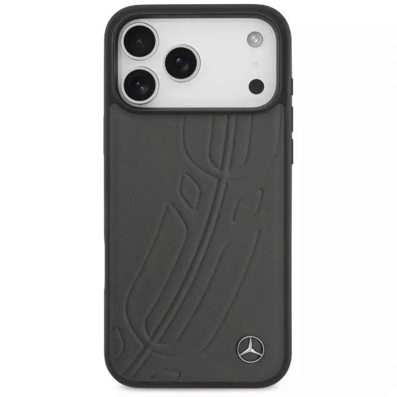 Mercedes funda de piel Large Laurel Leave MagSafe para iPhone 17 Pro Max antracita