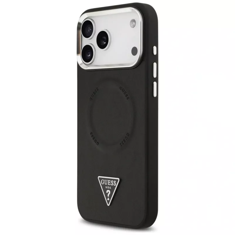Guess funda Triangle Logo MagSafe para Apple iPhone 17 Pro (negro)