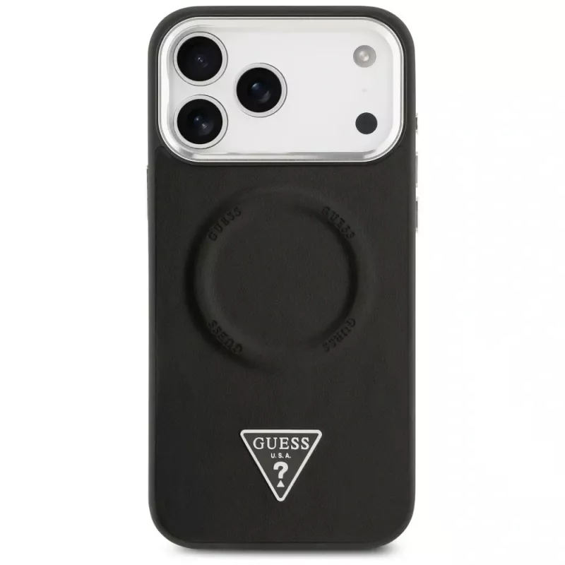 Guess funda Triangle Logo MagSafe para Apple iPhone 17 Pro (negro)