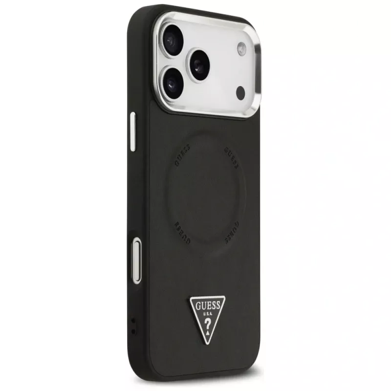 Guess funda Triangle Logo MagSafe para Apple iPhone 17 Pro (negro)