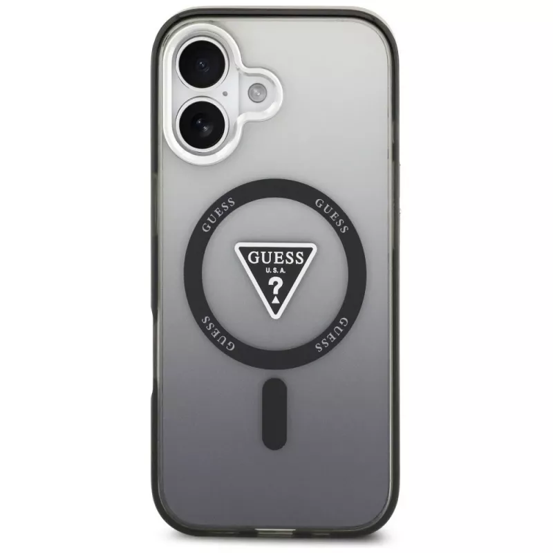 Guess funda IML Gradient Triangle Logo MagSafe para iPhone 17 negro
