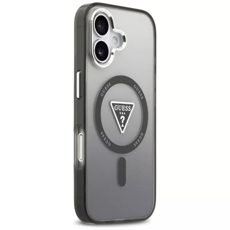 Guess funda IML Gradient Triangle Logo MagSafe para iPhone 17 negro