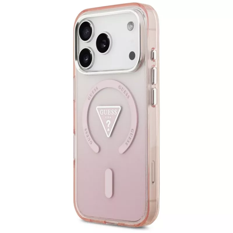 Guess funda IML Gradient Triangle Logo MagSafe para Apple iPhone 17 Pro, rosa