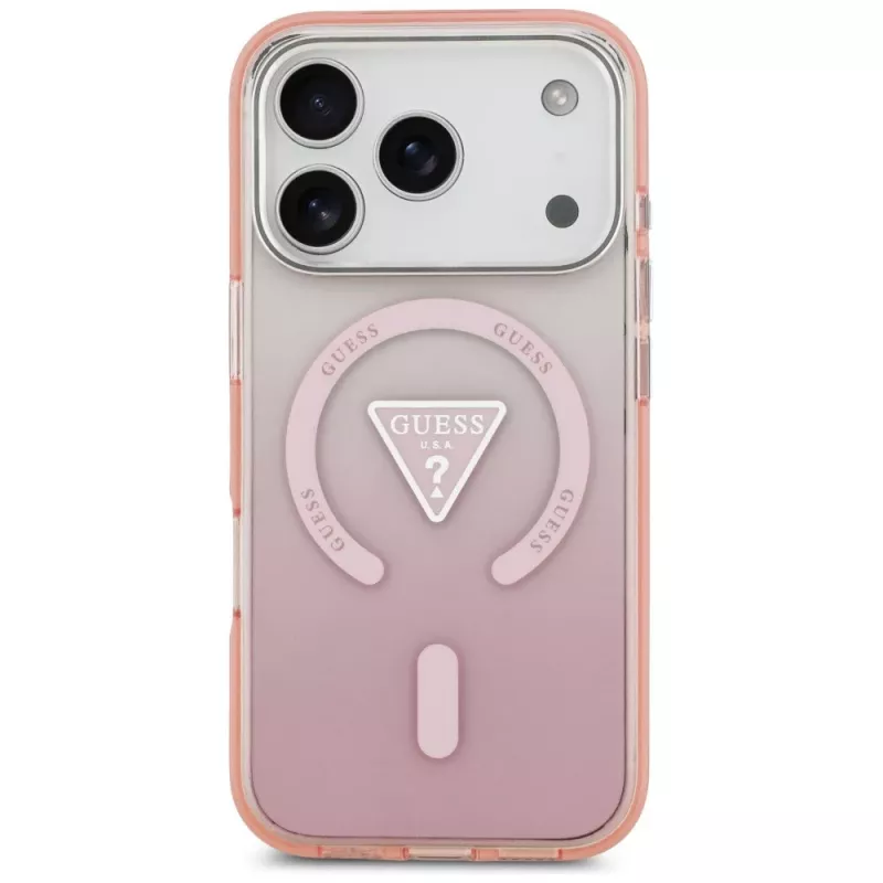 Guess funda IML Gradient Triangle Logo MagSafe para Apple iPhone 17 Pro, rosa