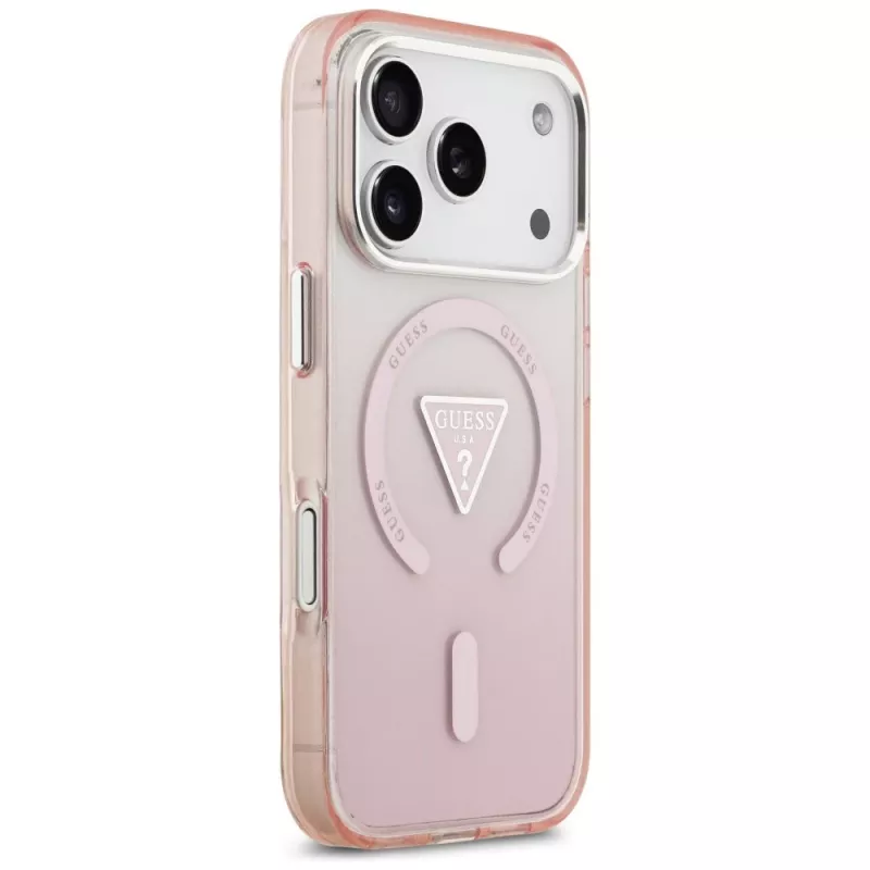 Guess funda IML Gradient Triangle Logo MagSafe para Apple iPhone 17 Pro, rosa