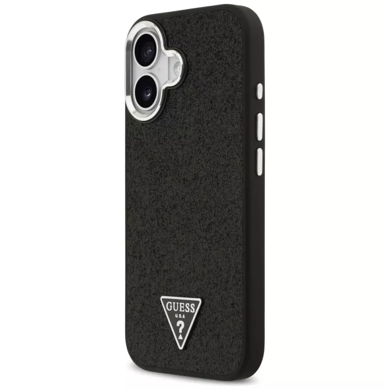 Guess funda Glitter Triangle Logo MagSafe para iPhone 17 negro