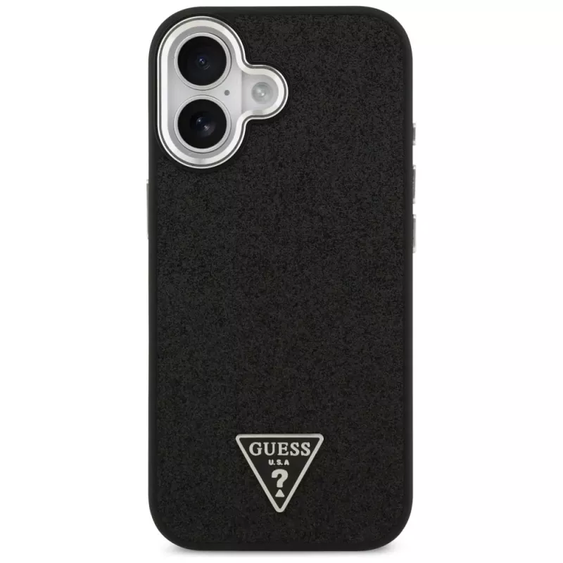 Guess funda Glitter Triangle Logo MagSafe para iPhone 17 negro