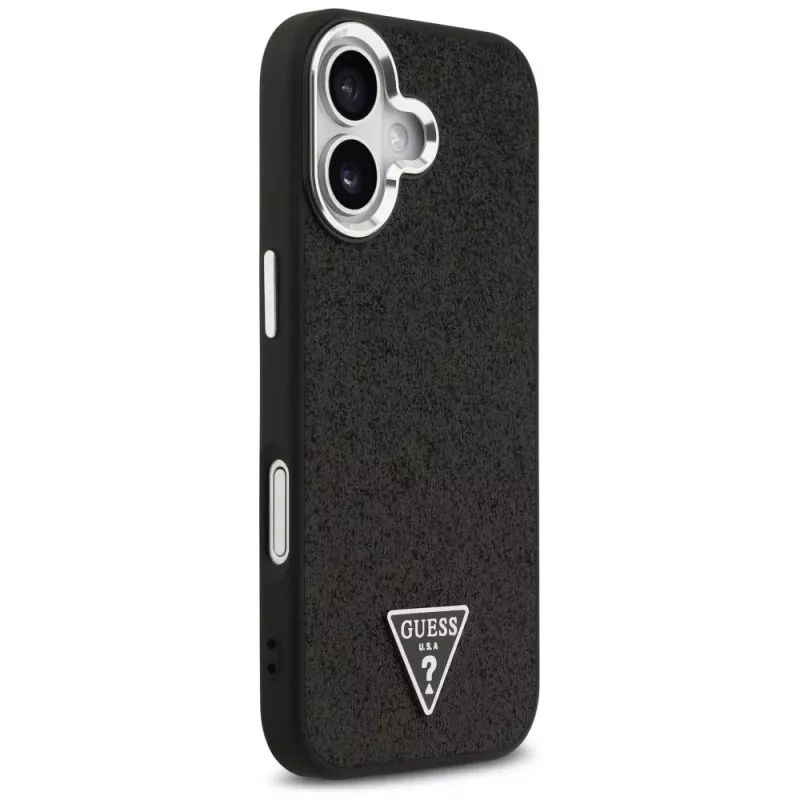 Guess funda Glitter Triangle Logo MagSafe para iPhone 17 negro