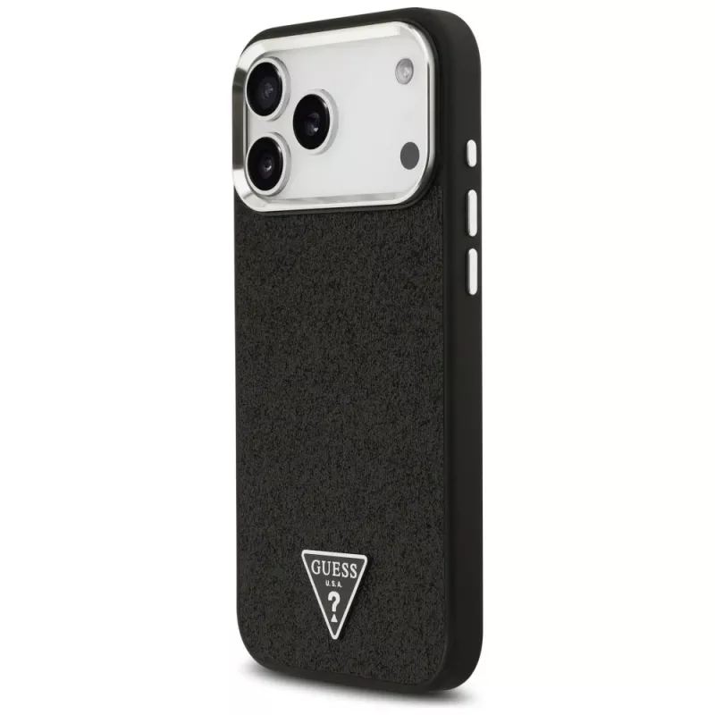Guess funda Glitter Triangle Logo MagSafe para iPhone 17 Pro Max negro