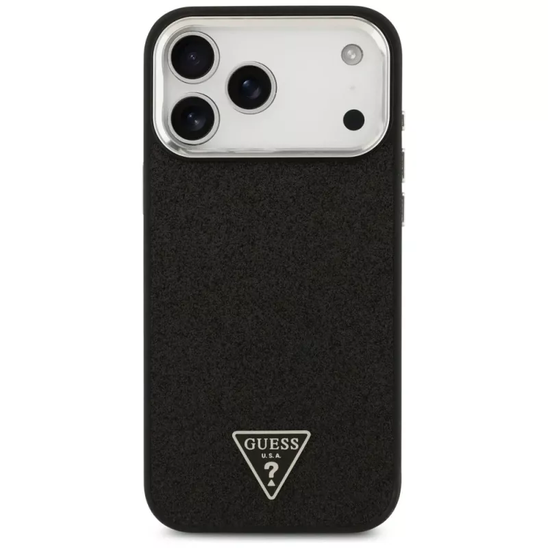 Guess funda Glitter Triangle Logo MagSafe para iPhone 17 Pro Max negro