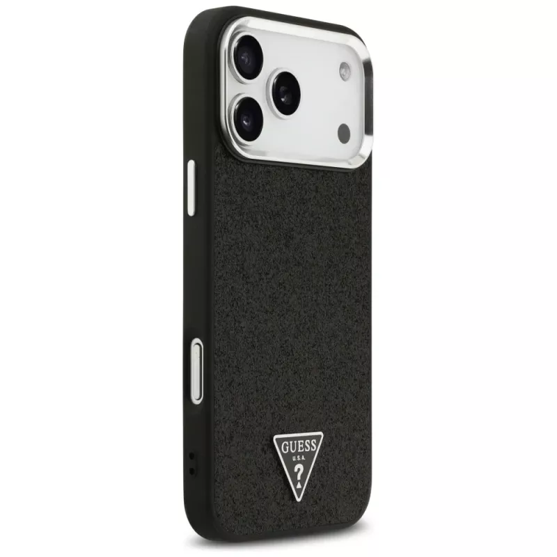 Guess funda Glitter Triangle Logo MagSafe para iPhone 17 Pro Max negro