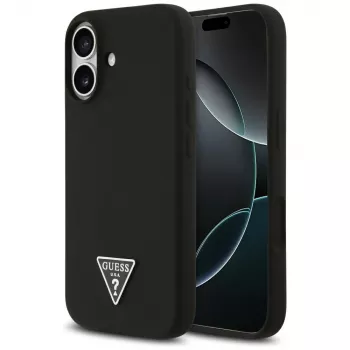 Guess funda de silicona Triangle Logo MagSafe para iPhone 17 negro