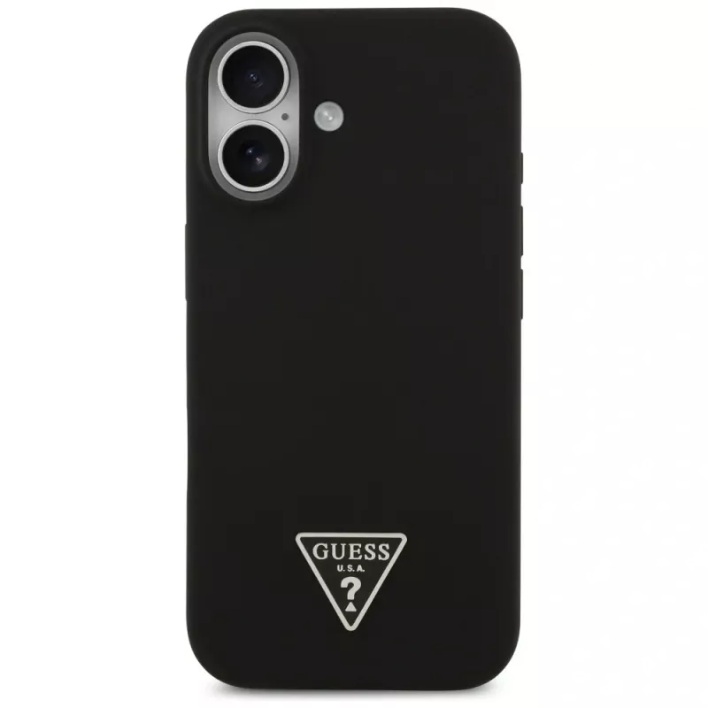 Guess funda de silicona Triangle Logo MagSafe para iPhone 17 negro
