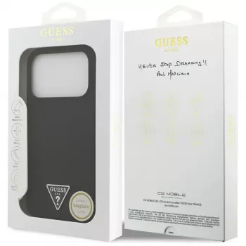 Guess funda de silicona Triangle Logo MagSafe para iPhone 17 Pro Max (negro)