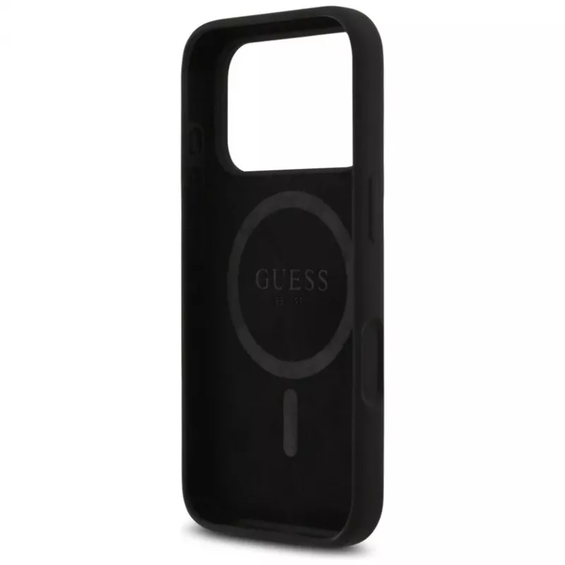 Guess funda de silicona Triangle Logo MagSafe para iPhone 17 Pro Max (negro)