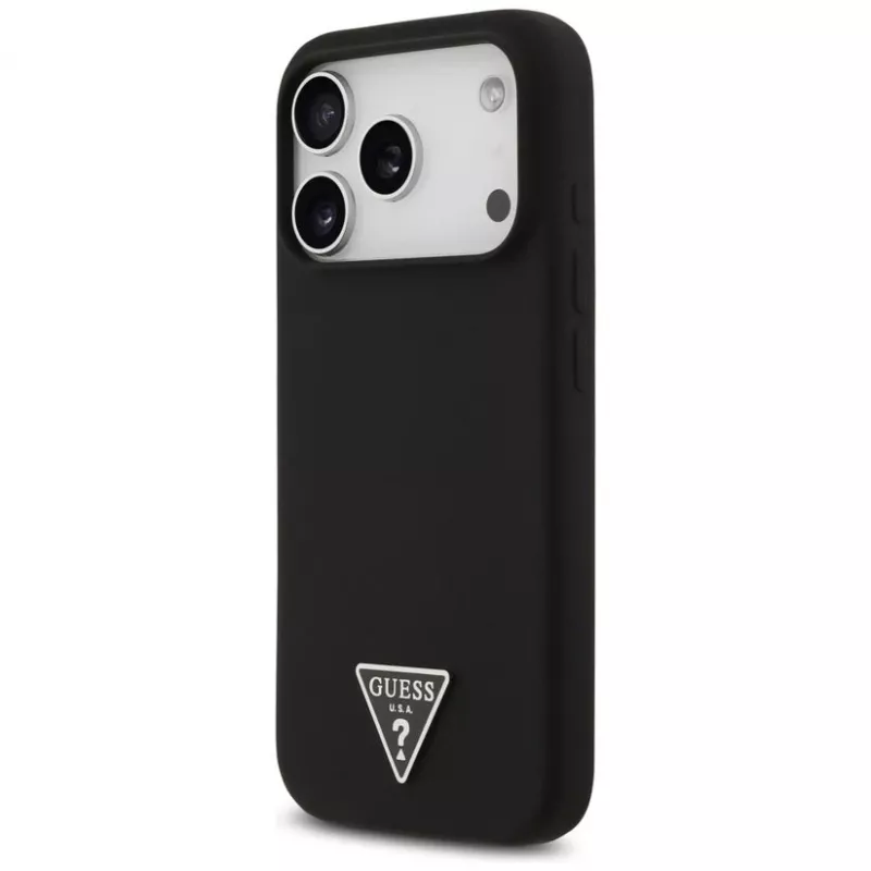 Guess funda de silicona Triangle Logo MagSafe para iPhone 17 Pro Max (negro)