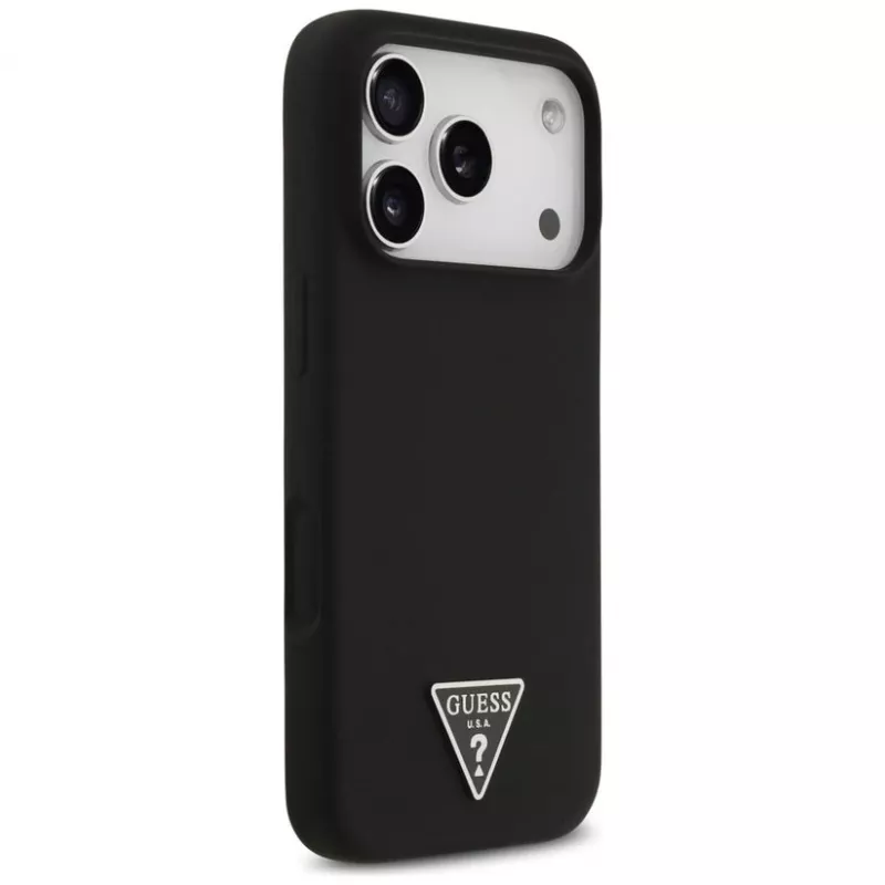 Guess funda de silicona Triangle Logo MagSafe para iPhone 17 Pro Max (negro)