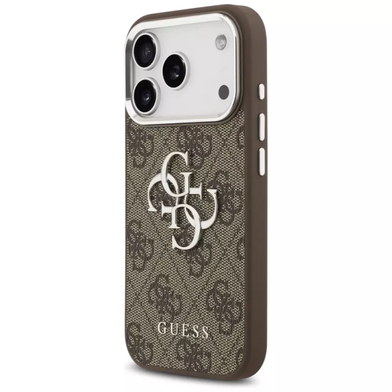 Guess 4G Big 4G Classic Logo Funda para iPhone 17 Pro (Marrón / Plata)