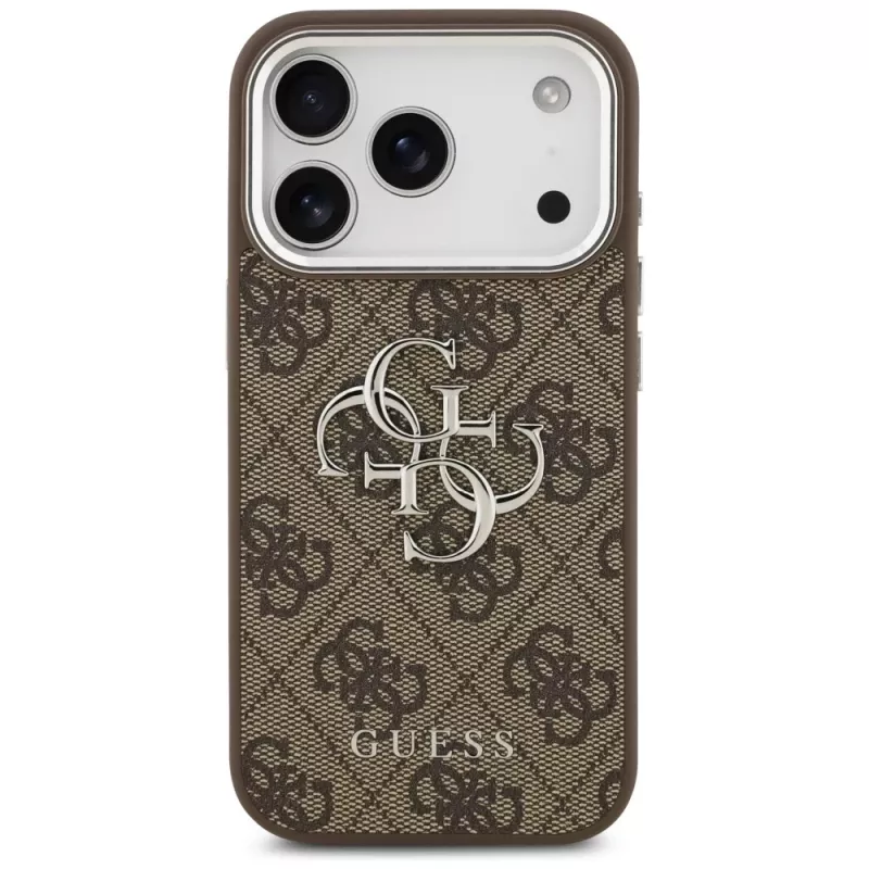 Guess 4G Big 4G Classic Logo Funda para iPhone 17 Pro (Marrón / Plata)