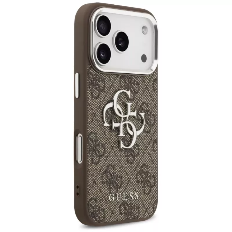 Guess 4G Big 4G Classic Logo Funda para iPhone 17 Pro (Marrón / Plata)