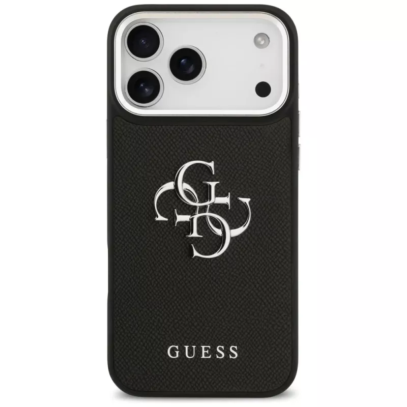 Guess Grained Big 4G Classic Logo Funda para iPhone 17 Pro Max - Negro
