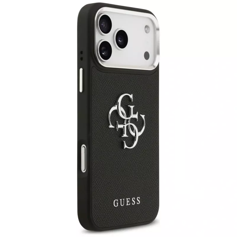 Guess Grained Big 4G Classic Logo Funda para iPhone 17 Pro Max - Negro