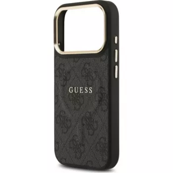 Guess 4G PU Classic Logo Funda trasera MagSafe para Apple iPhone 17 Pro Negro