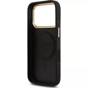 Guess 4G PU Classic Logo Funda trasera MagSafe para Apple iPhone 17 Pro Negro