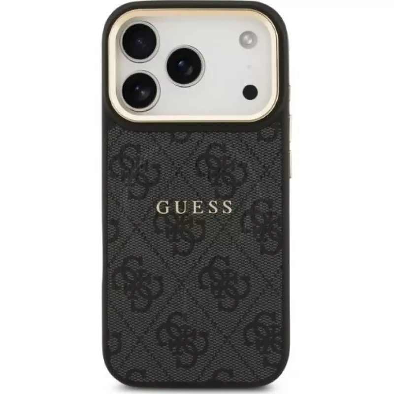 Guess 4G PU Classic Logo Funda trasera MagSafe para Apple iPhone 17 Pro Negro