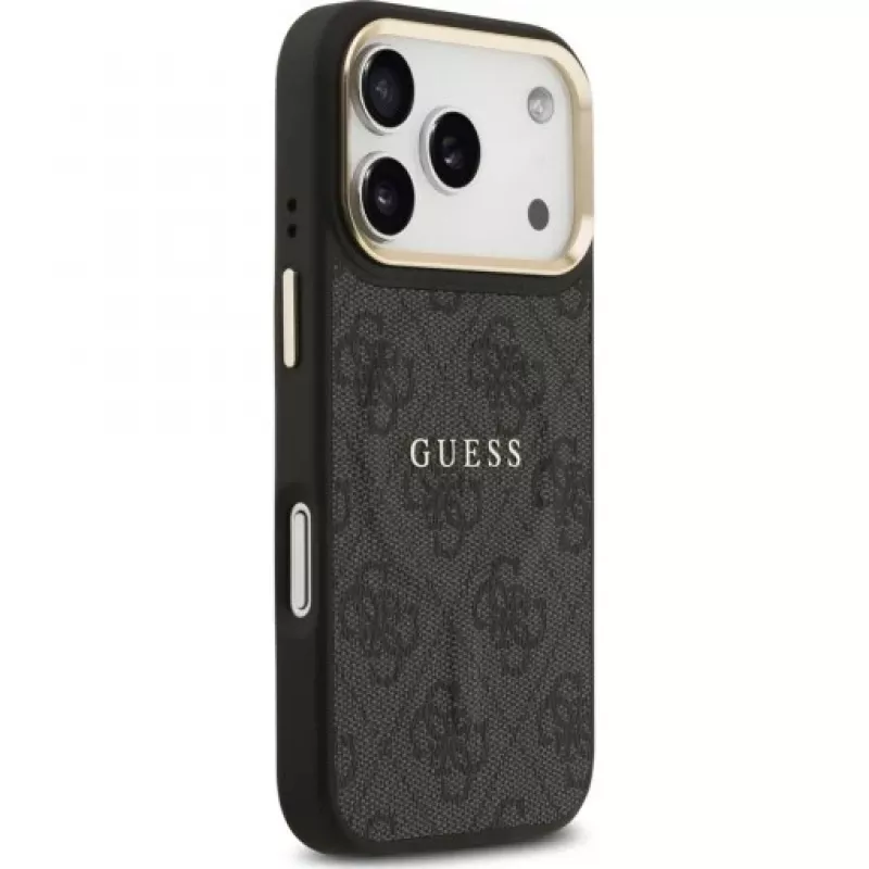 Guess 4G PU Classic Logo Funda trasera MagSafe para Apple iPhone 17 Pro Negro